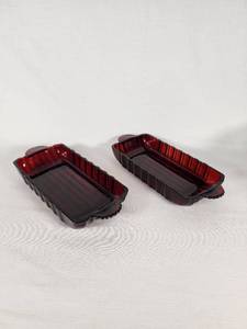 Anchor Hocking Ruby Red Glass Relish Dishes