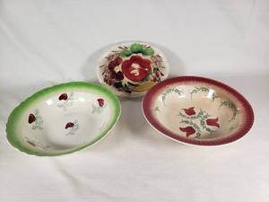 Antique Hand-Painted Ceramic Bowls
