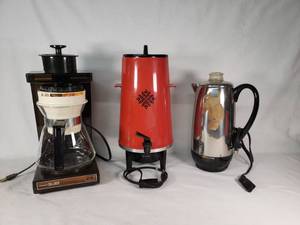 Norelco Dial-a-Brew Coffee Maker, West Bend Coffee Urn, and Farberware Superfast Percolator