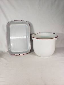 Enamelware Pot and Tray