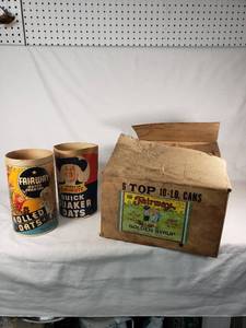 Fairway Quick Cooking Rolled Oats Container and Quaker Oats Container with Fairway Golden Syrup Box