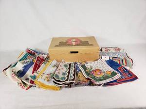Vintage Handkerchief Lot with Decorative Box