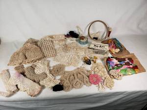 Vintage Crochet and Embroidery Supplies with Nu-Art Needle Set and Accessories