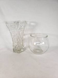 Clear Glass Vase and Fishbowl Set