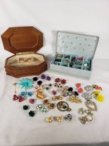 Vintage Jewelry Collection including Brooches, Earrings, and Rings