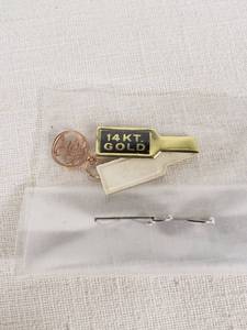 14KT Gold Plated Tie Tack with Attached Charm
