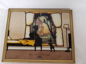 Vintage Reverse-Painted Silhouette Ford Advertising Art �� Wm. R. Johnson Motor Sales, Lake Lillian MN