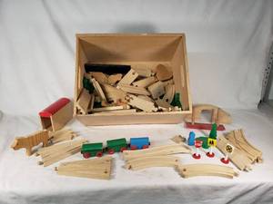 Wooden Train Set with Tracks and Accessories