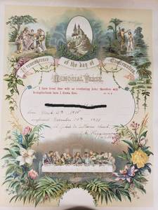 Vintage Confirmation Certificate for Adeline Bertha Violet Menow November 30th, 1930, at St. Johns Ev. Lutheran Church