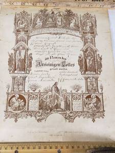 Baptism Certificate with Religious Illustrations - 1890