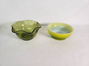 Fire-King and Green Glass Bowls