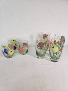 Royal Danube Hand Painted Crystal Glass Set including Tumblers and Highball Glasses