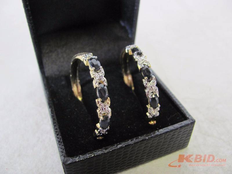 14K Gold Plated Crystal Stud Hoop Earrings