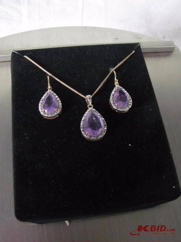 Lavender Crystal Tear Drop Set