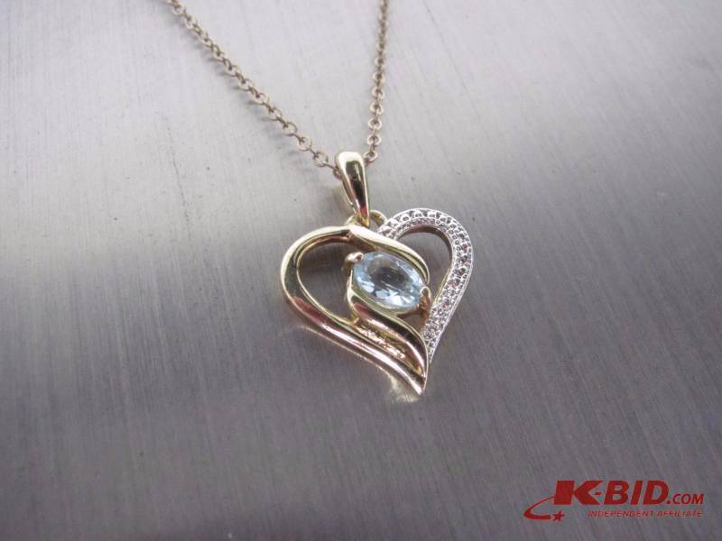 Blue Topaz Heart Shaped Pendant Necklace