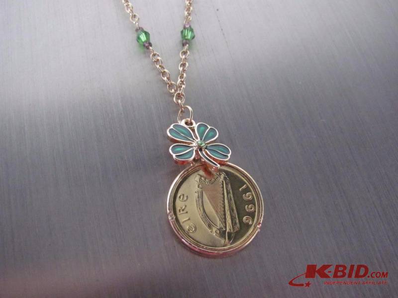 Irish Half Penny Shamrock Pendant Necklace