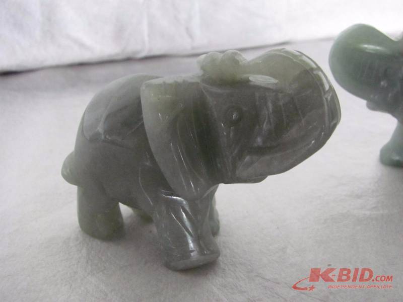Handcarved Indian Jade Elephant Figurines