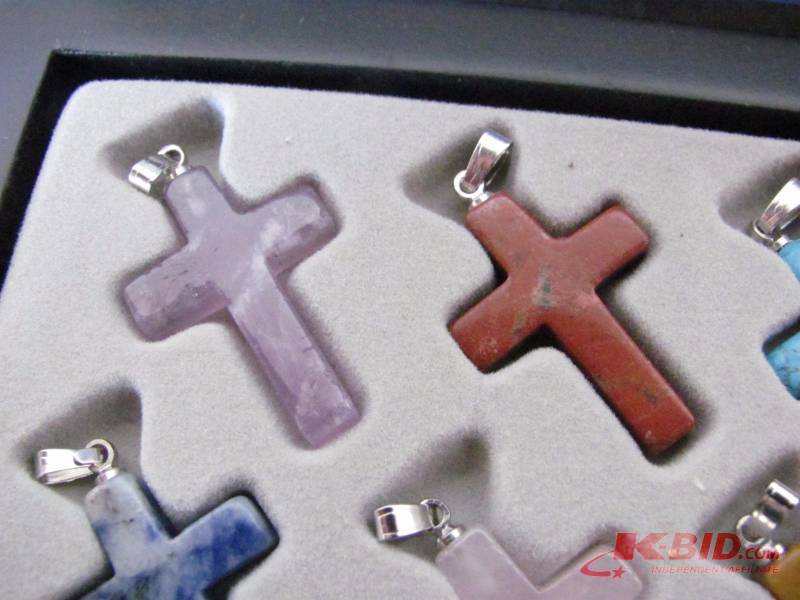 Genuine Gem Cross Pendant Set
