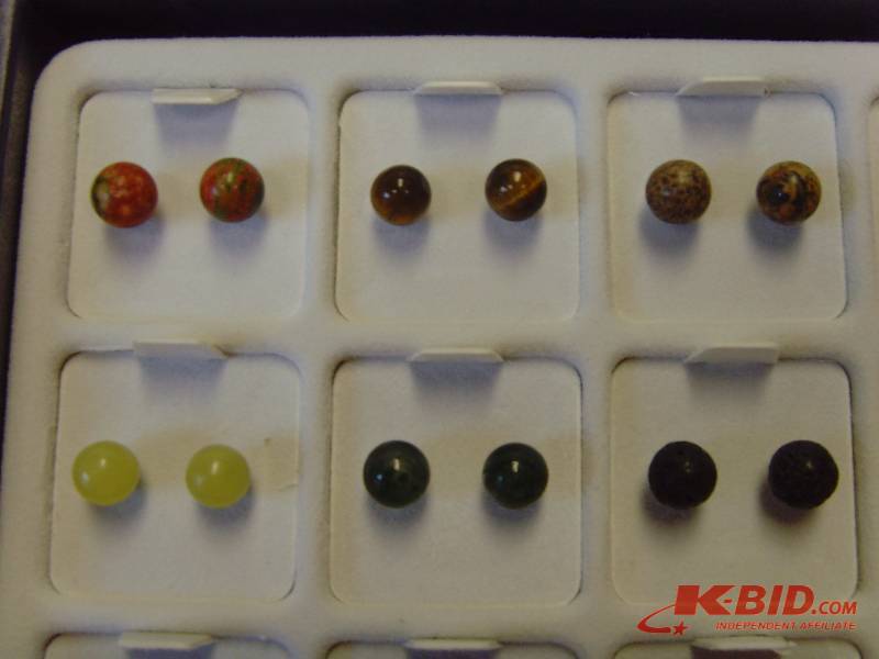 Pearl Style Multi Gem Earring Set