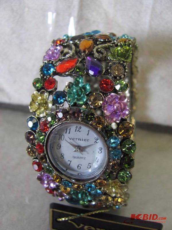 Vernier Floral Glass Gem Watch