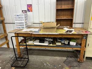 Large Wood Bench  All Contents