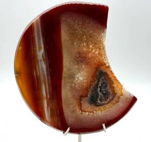 Polished Banded Agate Slice on Stand