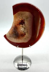 Polished Banded Agate Slice on Stand