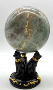 Natural Ocean Jasper Sphere With Cat Stand