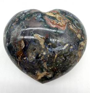 Natural Ocean Jasper Heart Paperweight 1 Lb 0.2 Oz