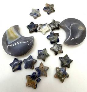 Polished Stone Moon & Star Carvings