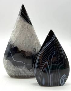 Orca Agate Teardrop Stones (Lot of 2)