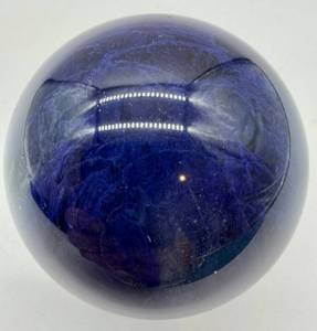 Blue Smelted Quartz Crystal Sphere With Stand