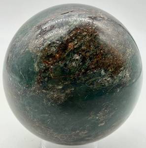 Polished Moss Agate Stone Sphere With Stand