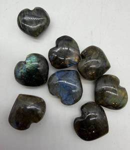 Polished Labradorite Heart Stones (Lot of 8)