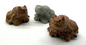 Carved Stone Frog Figurines (Lot of 3)