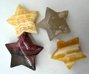Carved Stone Star Paperweights (Lot of 4)