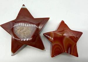 Star Shaped Agate with Druzy Stone Carvings (Lot of 2)