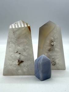 Quartz Point Towers & Blue Chalcedony Tower 3-Piece Set