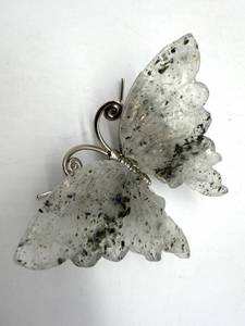 Carved Moss Agate Stone Butterfly