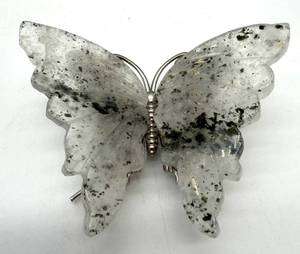 Carved Moss Agate Stone Butterfly