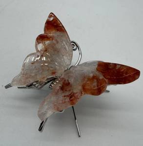Carved Fire Quartz Stone Butterfly