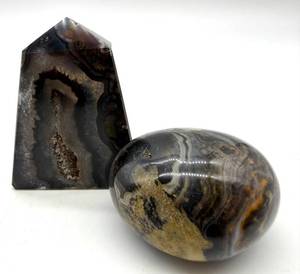 Agate and Stromatolite Jasper Polished Stone Geode Point & Egg