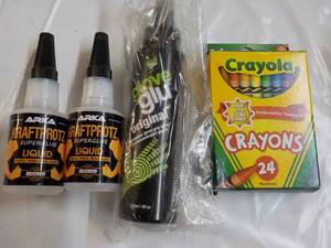 Glove Glu, Super Glue and Crayons...