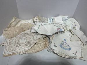 40 Pieces of Vintage Fancy Work and Embroidered Doilies Etc.