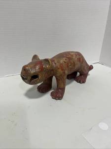 Vintage Earthy Pre Columbian Style Pottery Cat Figurine