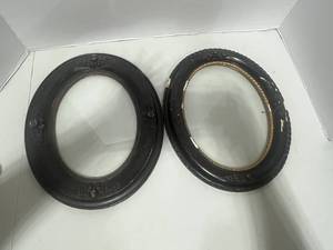 Two Antique Wooden Oval Frames with Glass See pics for condition