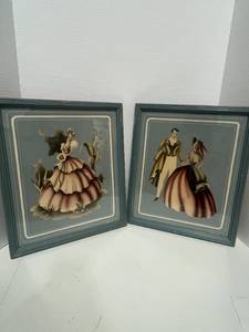 Two Vintage 1950s Watercolor Airbrush Prints by Turner 13 X 12