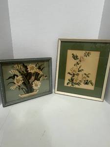 Two Art Deco Style Floral Framed Prints  10 X 12 and 14 X 12