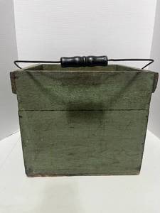 Vintage Wooden Painted Dry Goods Crate with Handle