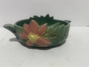 Vintage Roseville Art Pottery Consol Bowl Clematis Pattern